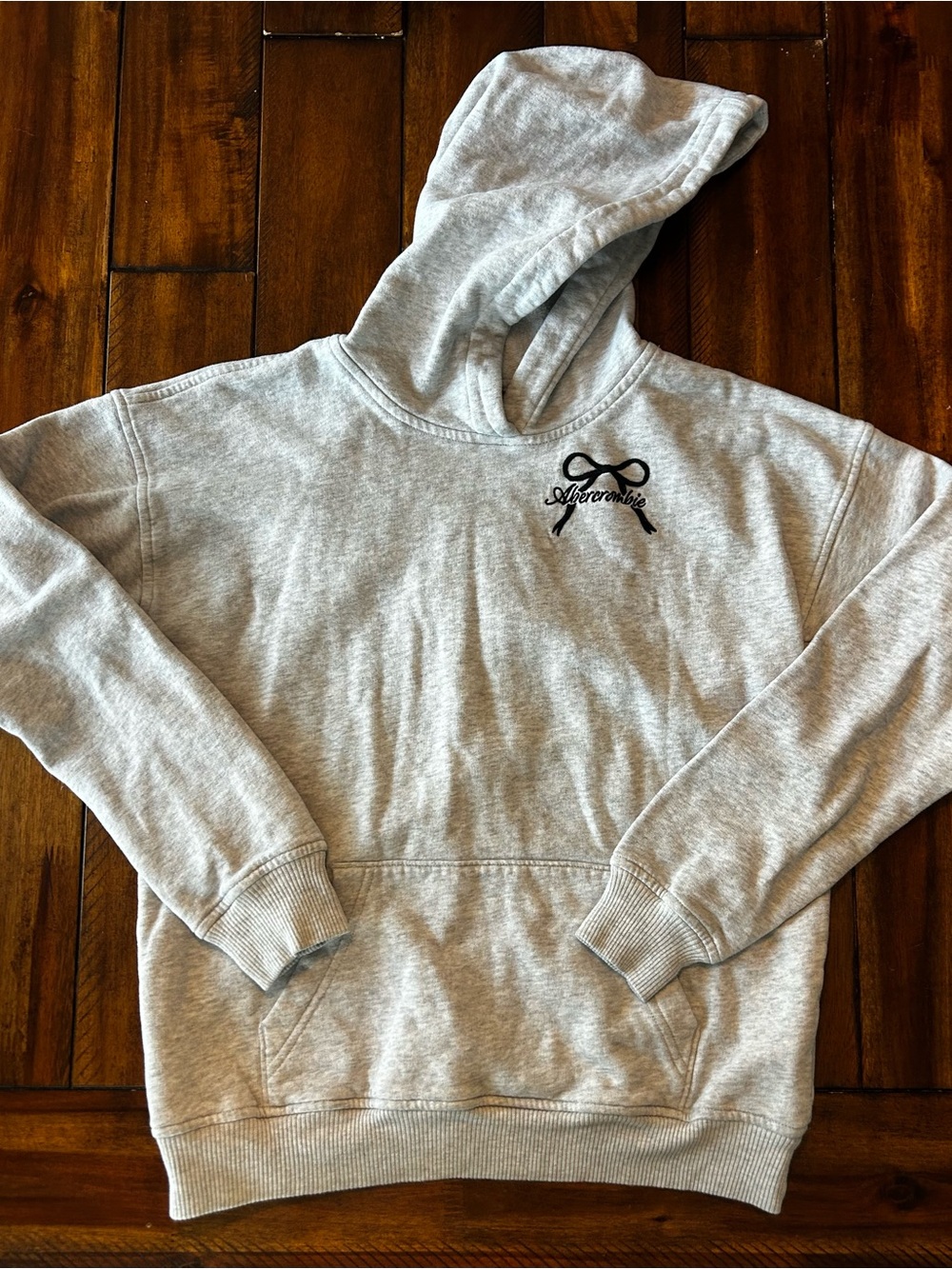Abercrombie & Fitch Light Gray Hooded Sweatshirt with Black Logo